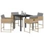 Preview: 5 Teile Garten Essgruppe mit Kissen Beige Poly Rattan