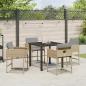 Preview: 5 Teile Garten Essgruppe mit Kissen Beige Poly Rattan