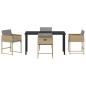 Preview: 5-teiliges Garten Esszimmer Set mit Kissen Beige Poly Rattan