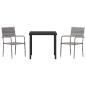 Preview: 3-teiliges Garten-Essset Grau Poly-Rattan
