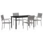 Preview: Garten Essgruppe mit Kissen 5 pcs Grau Poly-Rattan