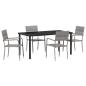 Preview: 5-teiliges Garten Essset Grau Poly-Rattan