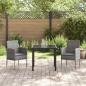 Preview: 3-teiliges Garten-Ess-Set mit Kissen Grau Poly Rattan