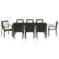 Preview: 9-teiliges Garten-Ess-Set mit Kissen Schwarz Poly-Rattan