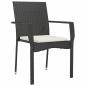 Preview: Garten Essgruppe mit Kissen 9 pcs Schwarz Poly-Rattan