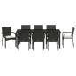 Preview: Garten Essgruppe mit Kissen 9 pcs Schwarz Poly-Rattan