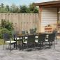 Preview: 9-teiliges Garten-Ess-Set mit Kissen Schwarz Poly-Rattan