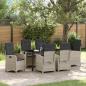 Preview: ARDEBO.de - 7-teiliges Garten-Esszimmer-Set mit Kissen Hellgrau Poly-Rattan