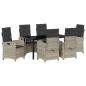 Preview: 7-teiliges Garten-Esszimmer-Set mit Kissen Hellgrau Poly-Rattan
