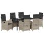 Preview: 7-teiliges Garten-Esszimmer-Set mit Kissen Hellgrau Poly-Rattan