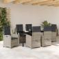Preview: 7-teiliges Garten-Esszimmer-Set mit Kissen Hellgrau Poly-Rattan