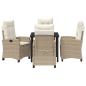 Preview: 5-teiliges Garten-Dining-Set mit Kissen Beige Poly-Rattan