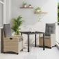 Preview: ARDEBO.de - 3-teiliges Garten-Esszimmer-Set mit Kissen in Beige - Poly Rattan