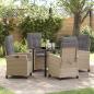 Preview: ARDEBO.de - 5-teiliges Garten-Dining-Set mit Kissen Beige Poly-Rattan
