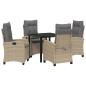 Preview: 5-teiliges Garten-Dining-Set mit Kissen Beige Poly-Rattan