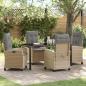 Preview: ARDEBO.de - 5-teiliges Garten-Ess-Set mit Kissen Beige Poly-Rattan