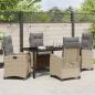 Preview: 5-teiliges Garten-Ess-Set mit Kissen Beige Poly-Rattan