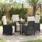Preview: ARDEBO.de - 5-teiliges Garten-Esszimmer Set in Schwarz aus Poly-Rattan