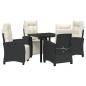Preview: 5-teiliges Garten-Esszimmer Set in Schwarz aus Poly-Rattan