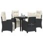 Preview: 5-teiliges Garten-Esszimmer Set in Schwarz aus Poly-Rattan