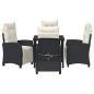 Preview: 5-teiliges Garten-Esszimmer Set in Schwarz aus Poly-Rattan