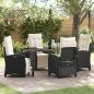 Preview: ARDEBO.de - 5-teiliges Garten-Dining-Set Schwarz Poly-Rattan