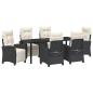 Preview: Garten Essgruppe mit Kissen 7 pcs Schwarz Poly-Rattan
