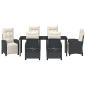Preview: Garten Essgruppe mit Kissen 7 pcs Schwarz Poly-Rattan