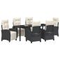 Preview: Garten Essgruppe mit Kissen 7 pcs Schwarz Poly-Rattan
