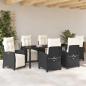 Preview: Garten Essgruppe mit Kissen 7 pcs Schwarz Poly-Rattan