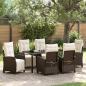 Preview: ARDEBO.de - 7-tlg. Garten-Ess-Set Braunes Poly-Rattan