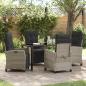 Preview: ARDEBO.de - 5-teiliges Garten-Esszimmer-Set Hellgrau Poly-Rattan