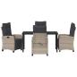 Preview: 5-teiliges Garten-Esszimmer-Set Hellgrau Poly-Rattan