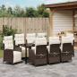 Preview: 9-teiliges Garten-EssSet aus braunem Poly-Rattan