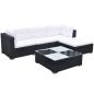 Preview: ARDEBO.de - 5-tlg. Garten-Lounge-Set mit Kissen Poly Rattan Schwarz