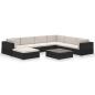 Preview: 8-tlg. Garten-Lounge-Set mit Auflagen Poly Rattan Schwarz