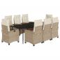 Preview: 9-tlg. Garten-Essgruppe mit Kissen Beige Poly Rattan