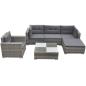 Preview: ARDEBO.de - 6-tlg. Garten-Lounge-Set mit Auflagen Poly Rattan Grau