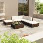 Preview: ARDEBO.de - 6-tlg. Garten-Lounge-Set mit Auflagen Poly Rattan Braun
