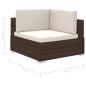Preview: 6-tlg. Garten-Lounge-Set mit Auflagen Poly Rattan Braun