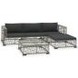 Preview: 5-tlg. Garten-Lounge-Set mit Kissen Poly Rattan Grau