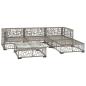 Preview: 5-tlg. Garten-Lounge-Set mit Kissen Poly Rattan Grau