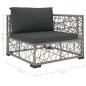 Preview: 5-tlg. Garten-Lounge-Set mit Kissen Poly Rattan Grau
