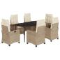 Preview: 7-tlg. Garten-Essgruppe mit Kissen Beige Poly Rattan