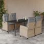 Preview: ARDEBO.de - 5-tlg. Garten-Essgruppe mit Kissen Beigemischung Poly Rattan