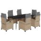 Preview: 7-tlg. Garten-Essgruppe mit Kissen Beigemischung Poly Rattan