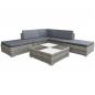 Preview: ARDEBO.de - 6-tlg. Garten-Lounge-Set mit Kissen Poly Rattan Grau