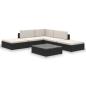 Preview: 6-tlg. Garten-Lounge-Set mit Auflagen Poly Rattan Schwarz