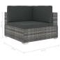 Preview: 6-tlg. Garten-Lounge-Set mit Kissen Poly Rattan Grau
