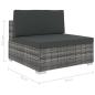 Preview: 6-tlg. Garten-Lounge-Set mit Kissen Poly Rattan Grau
